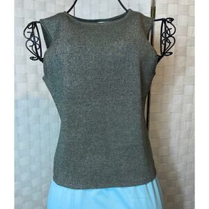 Joseph A. Silver Metallic Silk Blend Shell – Size XL